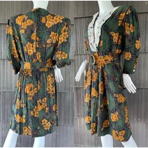🔥Vintage SBL Designs Floral Garden Cottage Prairie Boho Country Dress M-L